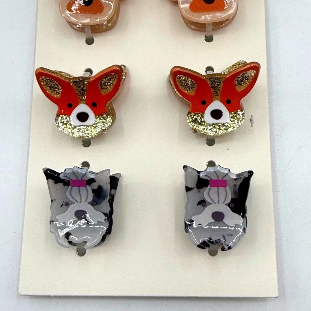 Cat & Jack Kids Hair Clips 8 Pack Glitter Marbled Puppy Dog Claw Clips Multi NEW